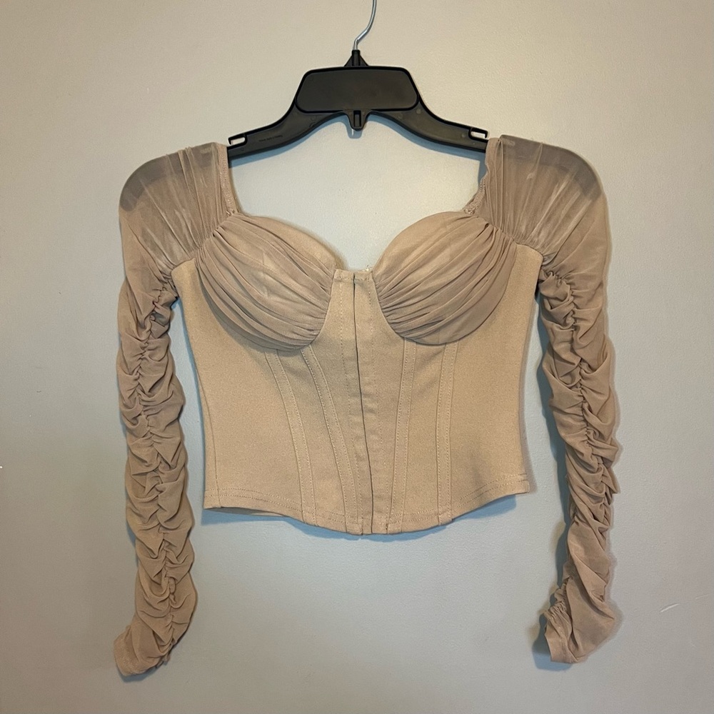 Windsor Sheer Sleeve Corset Top